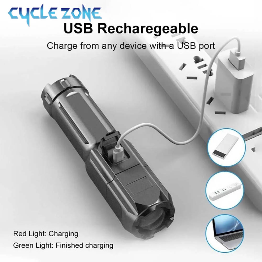 Portable LED Flashlight USB Re - Outdoor Adventure Zone ulasan dan harga